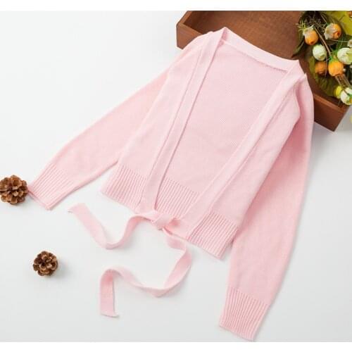 Kids gymnastics leotard for girls long sleeve Jacket Wrap Sweater Top Coat Ballet Leotards High Waist Dance Clothes Children