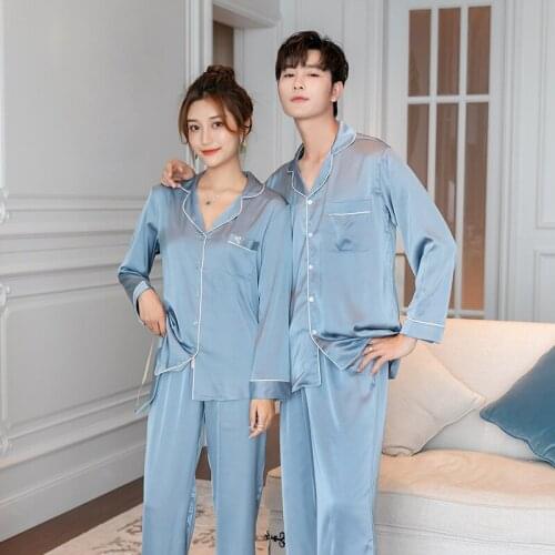 Dull Silk Pajamas for Men Long Sleeve Satin Pajamas Set Chinese Silk Sleepwear