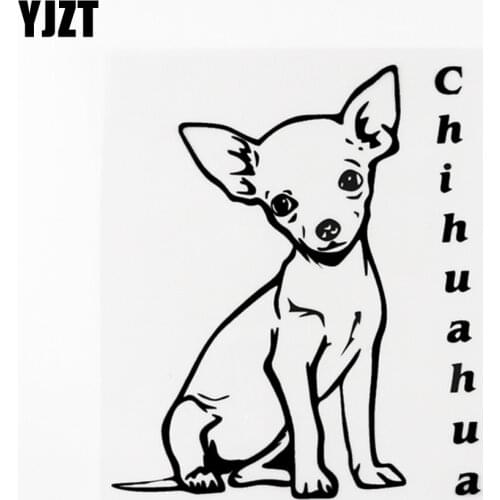 YJZT 13CM×15.4CM Cute Animal Chihuahua Vinyl Car Sticker Decal Black/Silver Decor 8C-0685