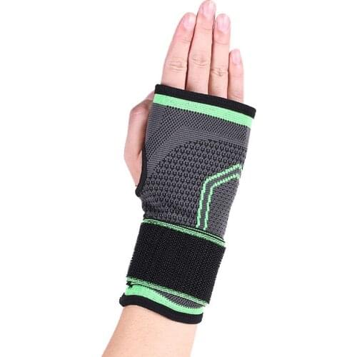 1 PC Green High Elastic Bandage Wrist Support Sports Glove Brace Sleeve WeightLifting Gym Palm Pad Protector Fitness Hand Straps