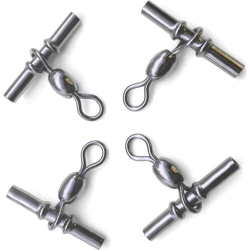 10Pc Connector Bearing Crimp Swivels Cross Line Fishing Waggler Float Adapters Bearing Swivel 1# 2# 3# 4# Fishing Tool Accessory