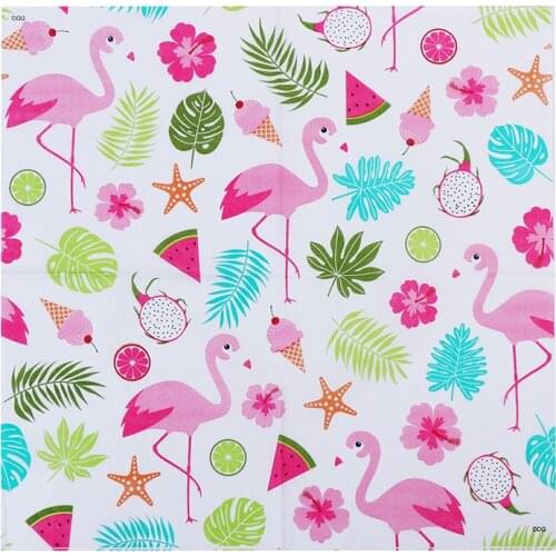 20 Vintage napkins paper tissue printed flamingos flower Pitaya fruit cakedecoupage wedding serviette party handkerchief towel
