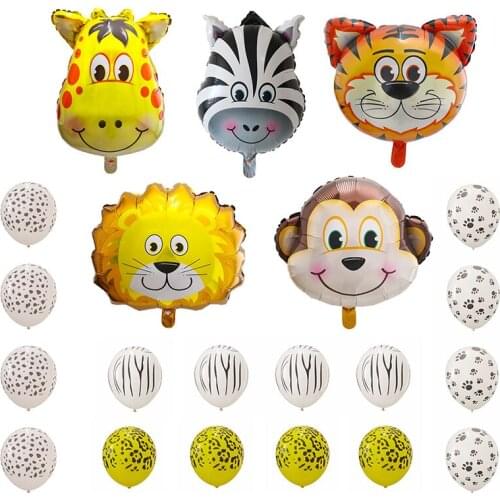21pcs Animals Balloons Safari Birthday Balloon Jungle Theme Birthday Party Balloons Birthday Party Decorations Kids Toys Balloon