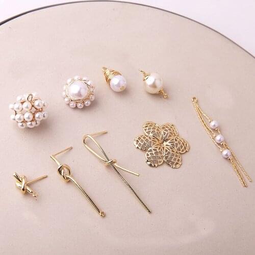 4pcs Fashion Vintage Charm Jewelry Copper Baroque Pearl Earring Irregular Stud Earrings For Women Material Diy Accessories