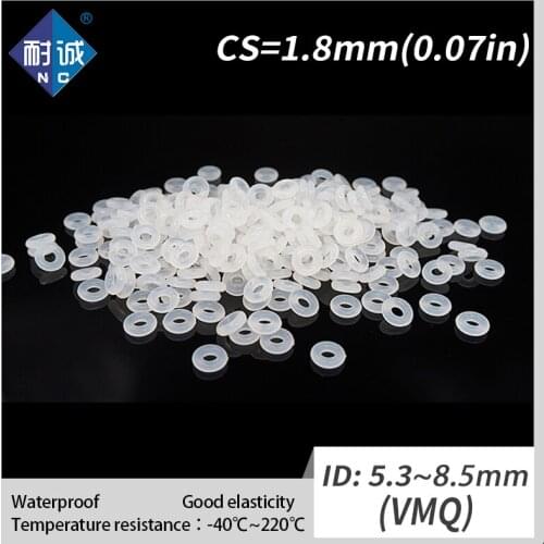 5PCS/lot Silicone rubber oring VMQ CS 1.8mm ID5.3/5.6/6/6.3/6.7/7.1/7.5/8/8.5mm O Ring Gasket Silicone O-ring waterproof