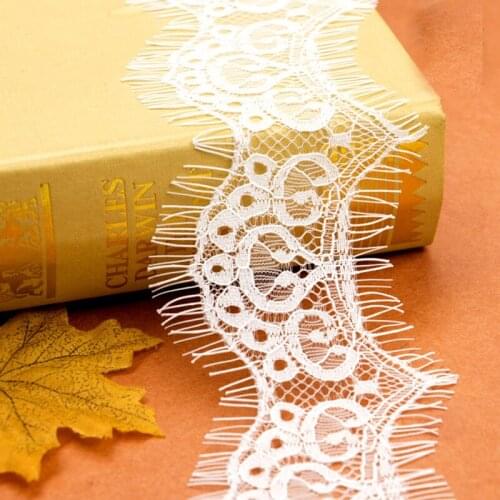 5 Yard Wide Black White Lace Fabric trim Wedding Decoration Sewing Applique Eyelashes Lace Ribbon