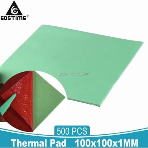 500Pcs/Lot Gdstime 100mm*100mm*1mm Laptop Computer GPU CPU Heatsink Cooling Thermal Conductive Silicone Pad 1MM