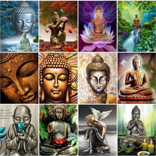 AZQSD 5D Diamond Painting Buddha Mosaic Rhinestone Handmade Diamond Embroidery Religions Cross Stitch Home Decoration