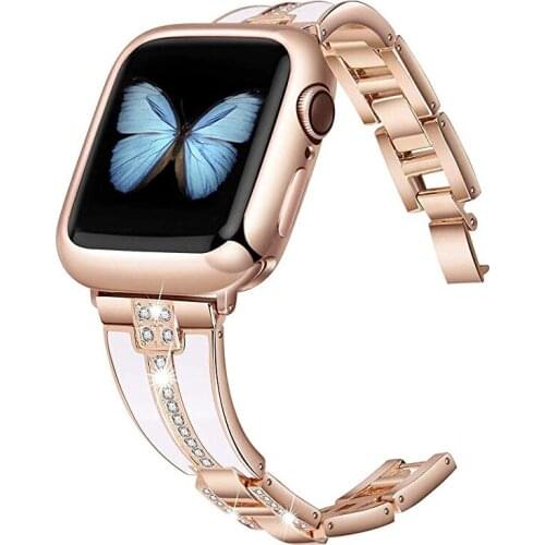 Bling Metal Strap For Apple Watch 6 Band 44mm 40mm iWatch Bands Series SE 5 4 3 38mm 42mm Womens Diamond Belt Jewelry Bracelet