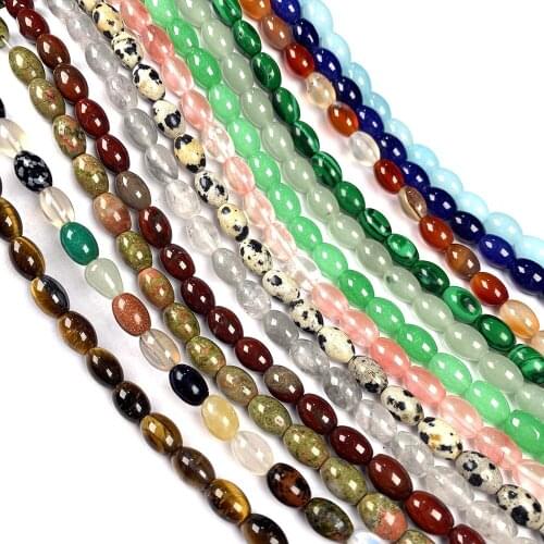 Natural Stone Beads Rice Shape Polished Crystal Agates Turquoise Stone Beading Charms for Jewelry Making Bracelet Necklace Gift