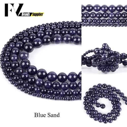 Natural Blue SandStone Beads Round Loose Beads for Jewelry Making 4 6 8 10 12mm Diy Women Men Bracelet Necklace 15inches