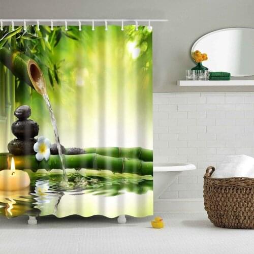Dafield Bamboo Shower Curtain Summer Forest Tree With Bridge Decor Bathroom Curtain Set Leaf Luxury Waterproof With Hooks