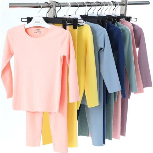 Childrens Underwear Thermal Suit Girls Double-Sided Sanding Fast Heat Fiber Seamless Winter Casual Solid Boys Autumn Clothes