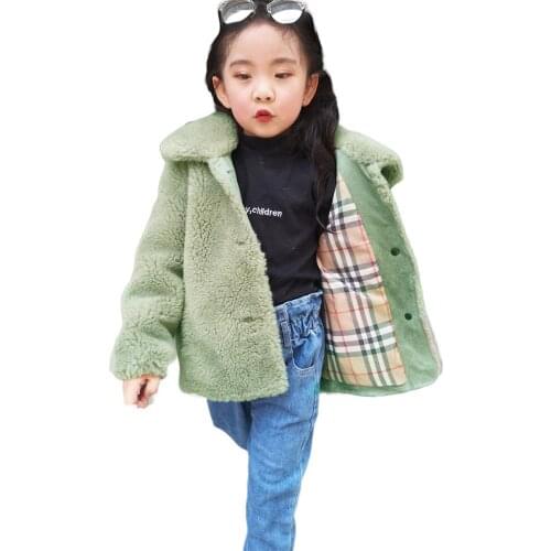 Childrens granules wool fur coat in the big boy girl baby sheep fur coat real woolen coat winter warm new products