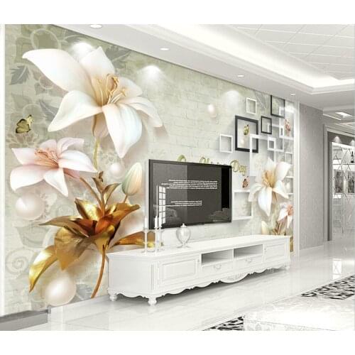 CJSIR Custom Photo Wallpapers for Living Room Bedroom Wallpaper Mural Relief Lily Flower Wall Paper Home Decoration Decors