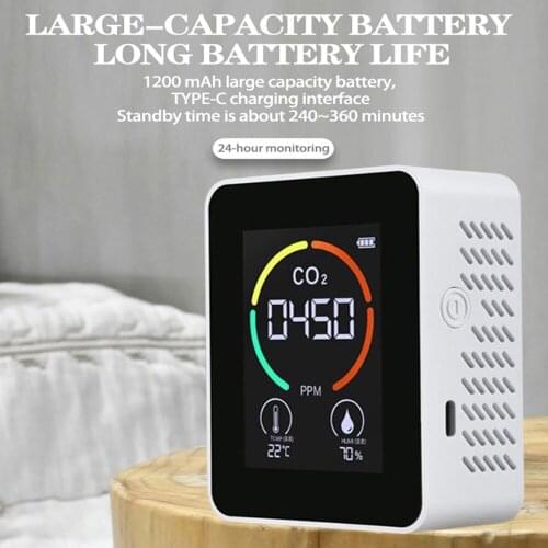 CO2 Meter with LCD Backlight Infrared Detection Indoor Carbon Dioxide CO2 Concentration Detector Air Quality Analyzer Tester