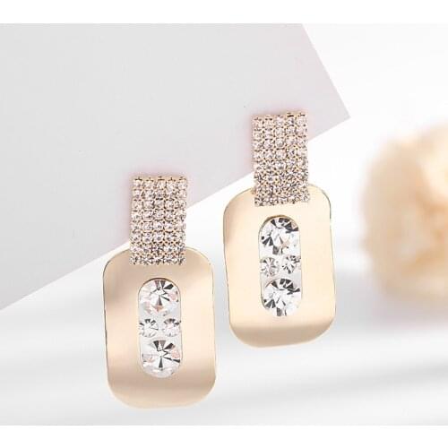 Dainty Crystal Square Dangle Earrings Cute Female Natural Zircon Drop Earrings Sterling Silver Gold Wedding Earrings For Women