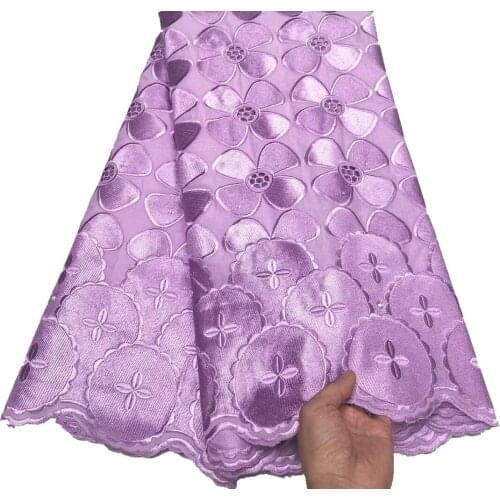 Lavender (9 colors) Cotton African Lace Fabric 2021 High Quality Voile Lace In Switzerland Embroidery voile Lace Fabric YLC106