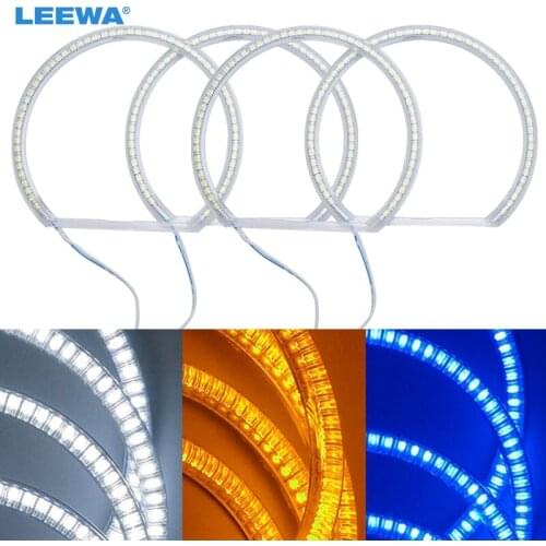 LEEWA 4x131mm Car SMD LED Halo Rings Angel Eyes DRL Head Lamp For Lada VAZ 2106 Light White/Blue/Yellow #CA1103