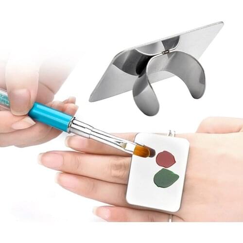Nail Art Makeup Makeup Palette Stainless Steel Ring Mini Ring Small Square Palette For Professional Painting Palette