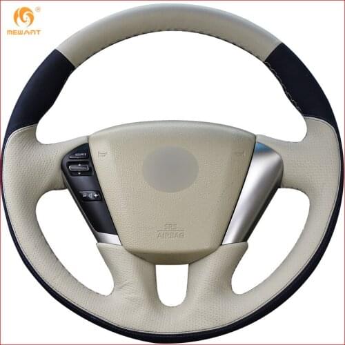 MEWANT Beige Leather Black Suede Car Steering Wheel Cover for Nissan Teana 2008-2012 Murano 2009-2014 Interior Accessories Parts
