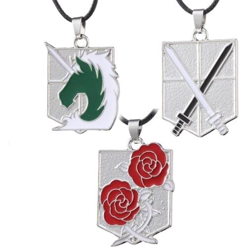 Fashion Charm Anime Shingeki No Kyojin Attack On Titan Cosplay Jewelry Wings Of Liberty Sword Rose Pendant Necklace Children