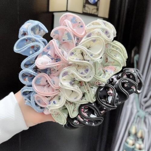 Womens new Hairband Broken flower wrinkles lace Large intestine hair band New fashion hair accessories in Europe and America