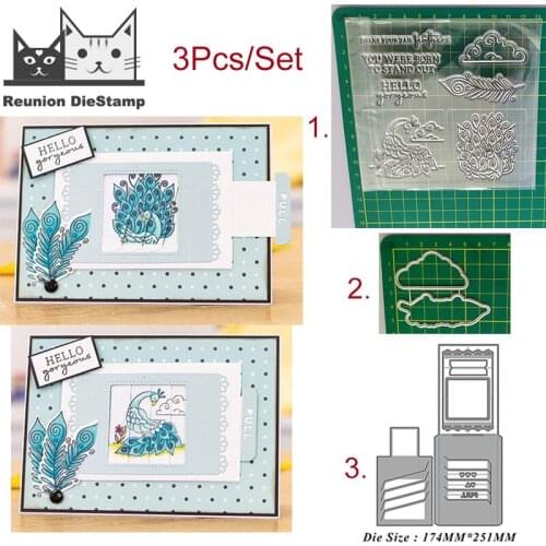 Peacock Open Screen Agency Card Metal Cutting Dies and Stamps Stencil for DIY Scrapbook Photo Album Embossing Paper Card