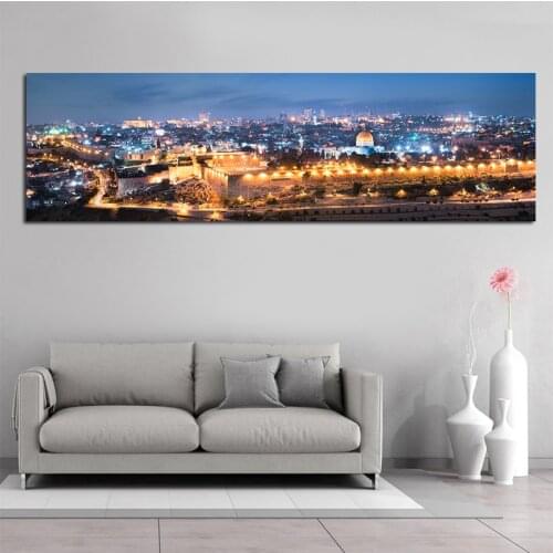 Landscape Posters and Prints Wall Art Canvas Painting Hong Kong City Night Scene Decorative Pictures for Living Room Home Decor