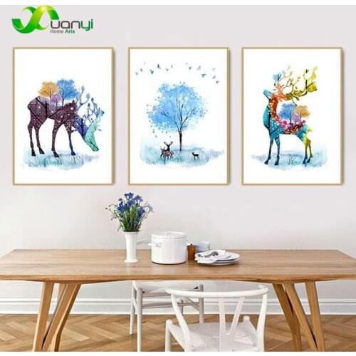 Poster Nordic Deer Painting Canvas Wall Painting Poster And Print Black And White Modern Wall Picture For Bedroom Unframed