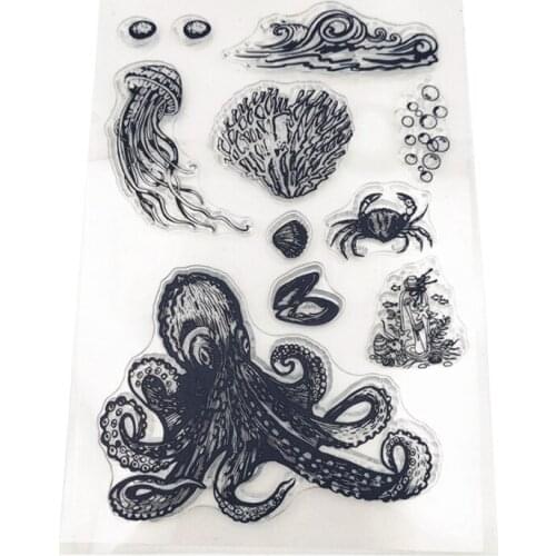 Octopus Jellyfish Transparent Clear Silicone Stamp Seal For DIY Scrapbooking Album Decorative Clear Stamp Office School Supplies