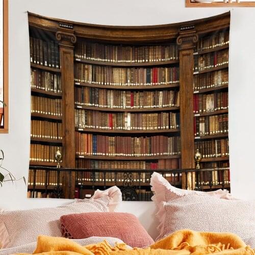 Retro Library Bookshelf 3d Tapestry Art Wall Hanging Cover Bedspread Throw Home Bedroom Decor Wall Decorative Hanging Cloth