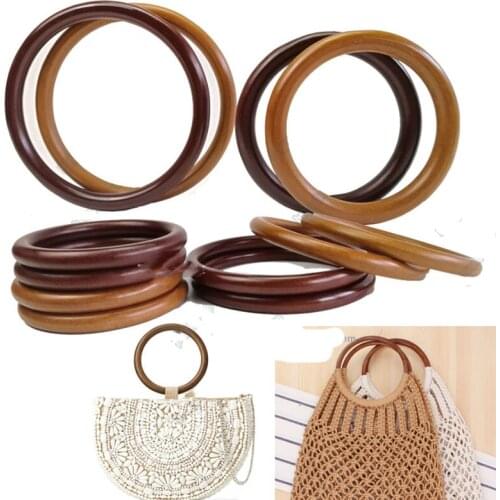Round handle,Solid wooden handle puzzle package,Round bag handles,handmade woven bag accessories obag wooden purse hanger
