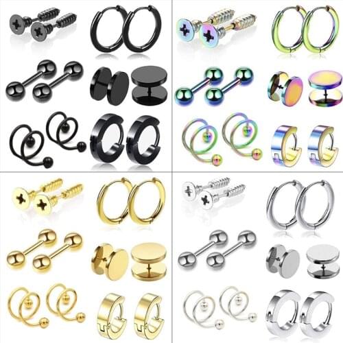 Stainless Steel Hoop Earrings for Men Women Hypoallergenic Round Earrings Fashion Punk Earrings Piercing Jewelry Gift