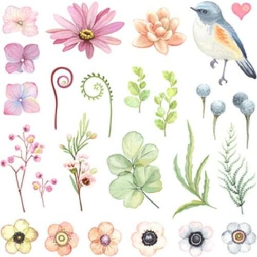 Fashion PVC Patch Clothes 23CM Grass Flower Thermal Transfer Printing T shirt Girl iron on patches for clothing Cute Stickers