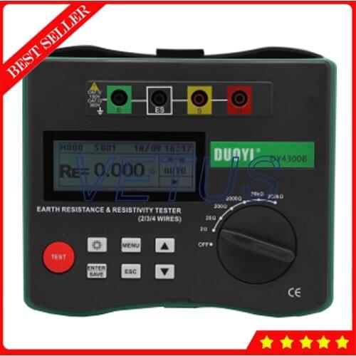 DY4300B High precision 4 Terminal Earth Resistance Soil Resistivity Tester With 1000 Groups data memory Ground Resistance Tester