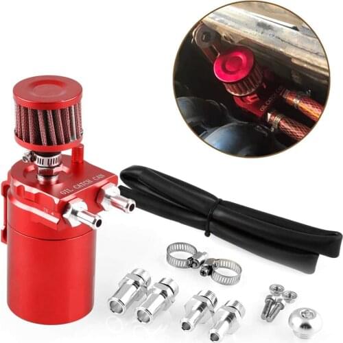 Universal Car Aluminum Oil Catch Can Tank Kit Baffled Reservoir Fuel Tank 300ml With Parts Air Filter Baffled Car Oil Catch Can