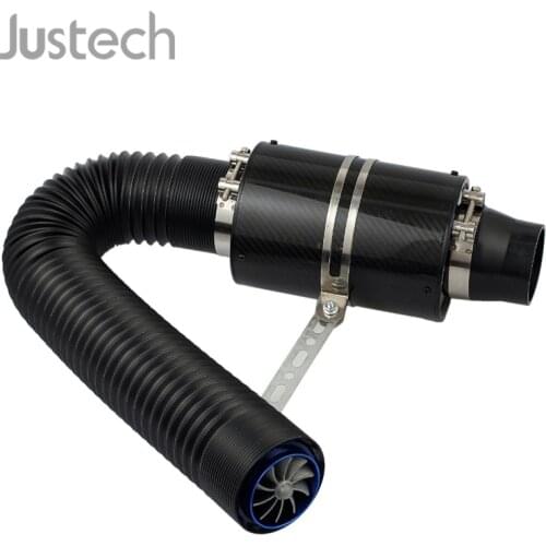 Justech 3'' Universal Car Forced Cold Air Filter Kit Feed Induction Intake Pipe Reducer Racing Carbon Fibre Enclosed Air Filter