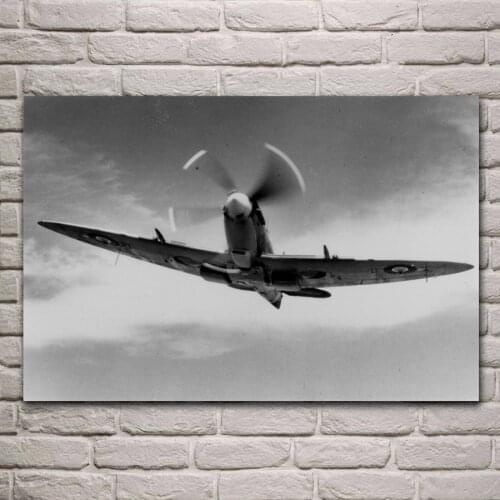 Military fighter Supermarine Spitfire retro aircraft living room decoration home wall art decor wood frame fabric posters KF871