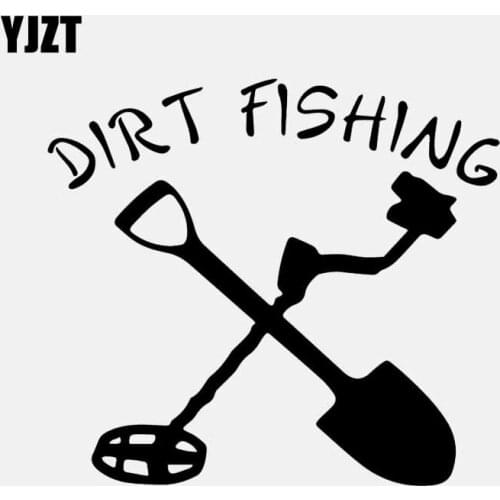 YJZT 16.1CM*14.5CM Metal Detecting Dirt Fishing Decal Vinyl Car Sticker Car Truck Window Black/Silver C24-1065