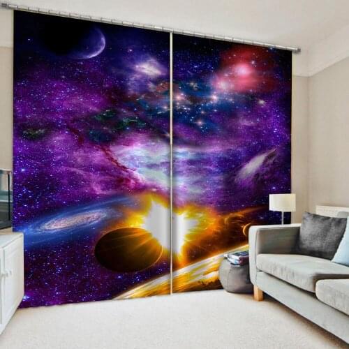 Custom Purple Starry sky curtains Bedroom living room windproof thickening blackout fabric