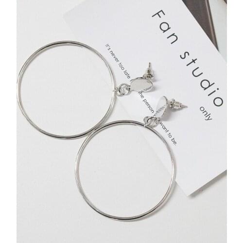 MESTILO Simple Trendy Gold Sliver Color Geometric Big Round Circle Earrings For Women Fashion Large Hollow Drop Earrings Jewelry