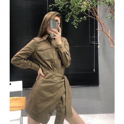 High quality 2020 winter woman fashion runway turn down collar long sleeves mini asymmetric dress