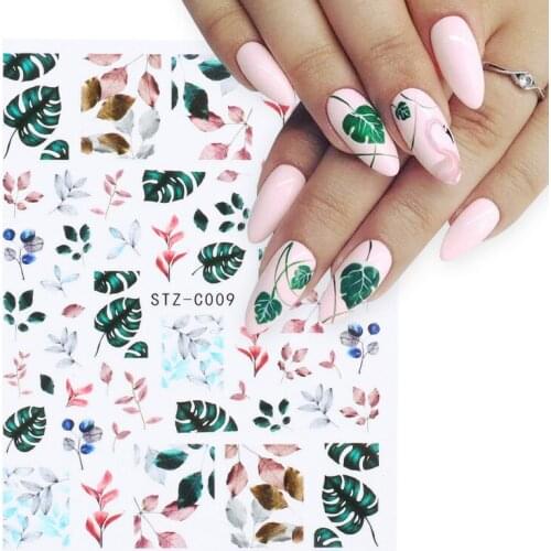 1pc Spring Nail Decal and Sticker Flower Leaf Tree Green Simple Summer DIY Slider for Manicuring Cute Sweet Nail Art Decoration