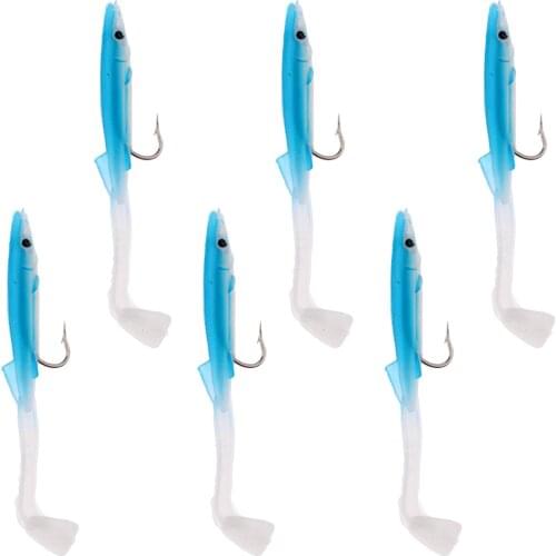 2/6 pcs Silica Gel Artificial Soft Fishing Lure Bait Eel Fishing Lures Spoon Bait with Stainless Steel Fishing Lure Hook