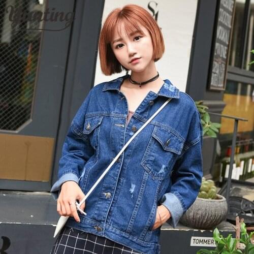 2020 new brand oversized denim jacket women jeans loose BF coats woman long sleeve denim outwear jackets woman