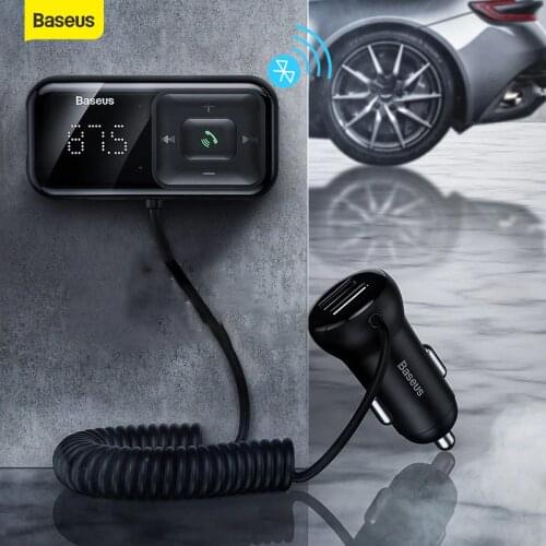 Baseus USB Car Charger Wireless Handsfree FM Transmitter Bluetooth Car Kit 3.1A Fast Charging Aux Audio MP3 Player Car Charger