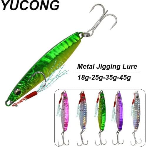 YUCONG 1PX Metal Spoon 18-25-35-45g Jerk Jigging Bait Casting Jig Drag Cast Pike Fish Sea Bass Lure Artificial Bait Fishing Lure