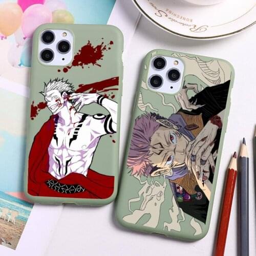 Anime Jujutsus Yuji Kaisens Itadori Phone Case For iphone 12 11 Pro Max Mini XS 8 7 6 6S Plus X SE 2020 XR Candy green cover
