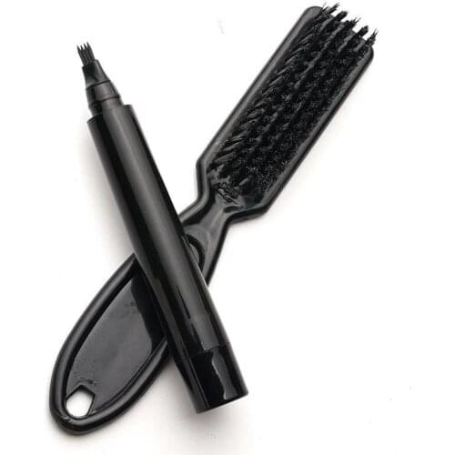 Black Four-prong Waterproof Beard Pen And Beard Brush Shredded Long-lasting And Brush Coverage Repair Hair Combination Shap D7L8